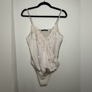 Abercrombie & Fitch satin and lace champagne body suite